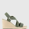 Miria Elastic Crossover Espadrille In Khaki
