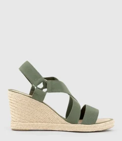Miria Elastic Crossover Espadrille In Khaki