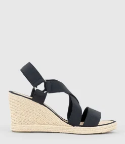 Miria Elastic Crossover Espadrille In Black