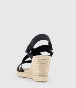 Miria Elastic Crossover Espadrille In Black