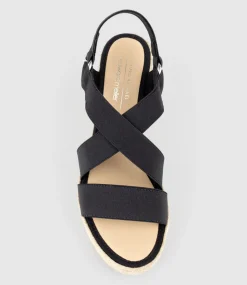 Miria Elastic Crossover Espadrille In Black