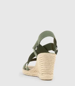 Miria Elastic Crossover Espadrille In Khaki