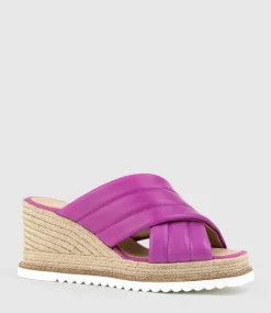 Morgan Quilted Crossover Espadrille In Magenta