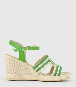 Motif Geometric Weave High Espadrille In Green