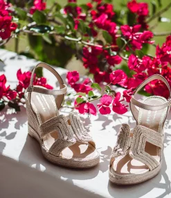 Motif Geometric Weave High Espadrille In Gold