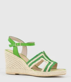 Motif Geometric Weave High Espadrille In Green