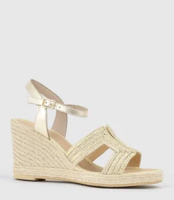 Motif Geometric Weave High Espadrille In Gold
