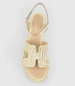 Motif Geometric Weave High Espadrille In Gold