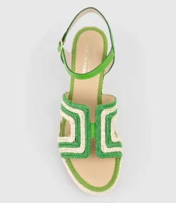 Motif Geometric Weave High Espadrille In Green