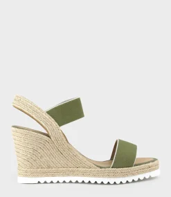 Mya Two Strap Elastic Espadrille In Khaki