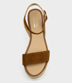 Mylo Single Strap Espadrille In Tan Suede