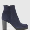 Myranda Rubber Heel Ankle Boot In Navy Suede