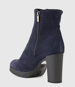 Myranda Rubber Heel Ankle Boot In Navy Suede