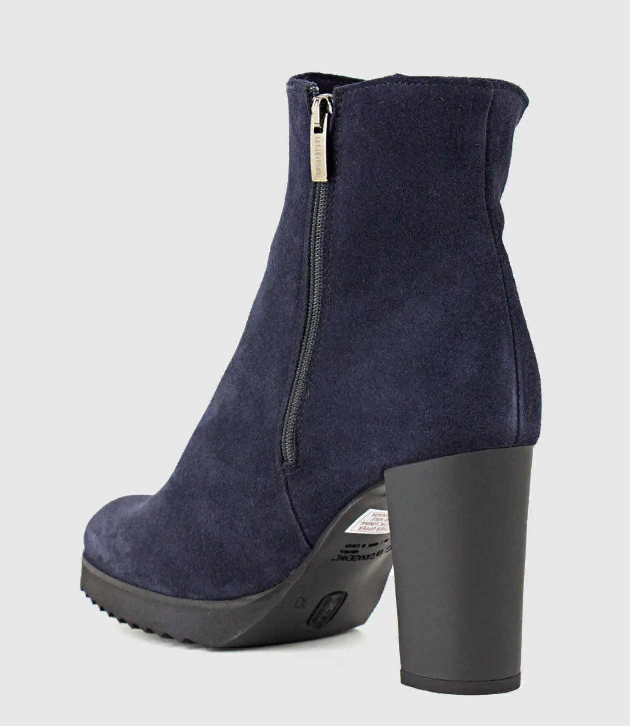 Myranda Rubber Heel Ankle Boot In Navy Suede