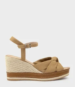 Mystra Knot Front Espadrille In Tan Suede