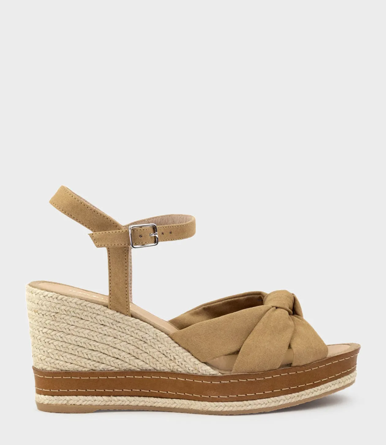 Mystra Knot Front Espadrille In Tan Suede