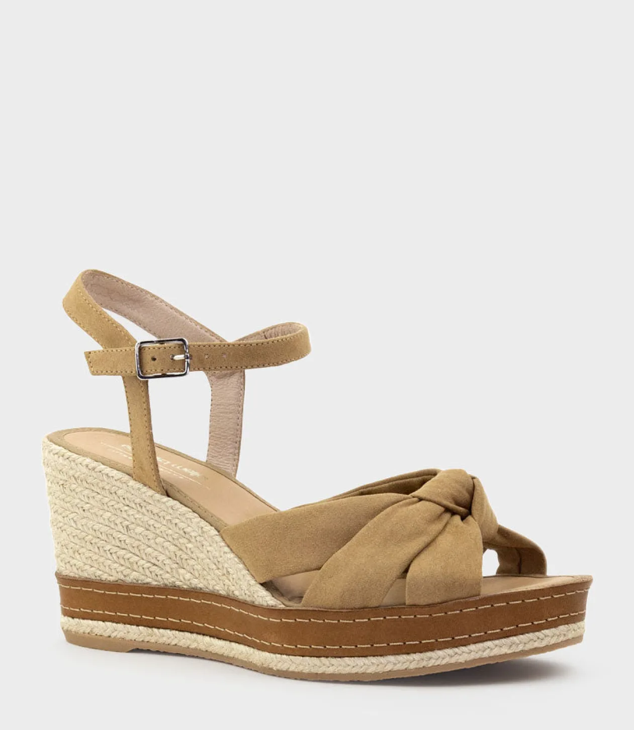 Mystra Knot Front Espadrille In Tan Suede