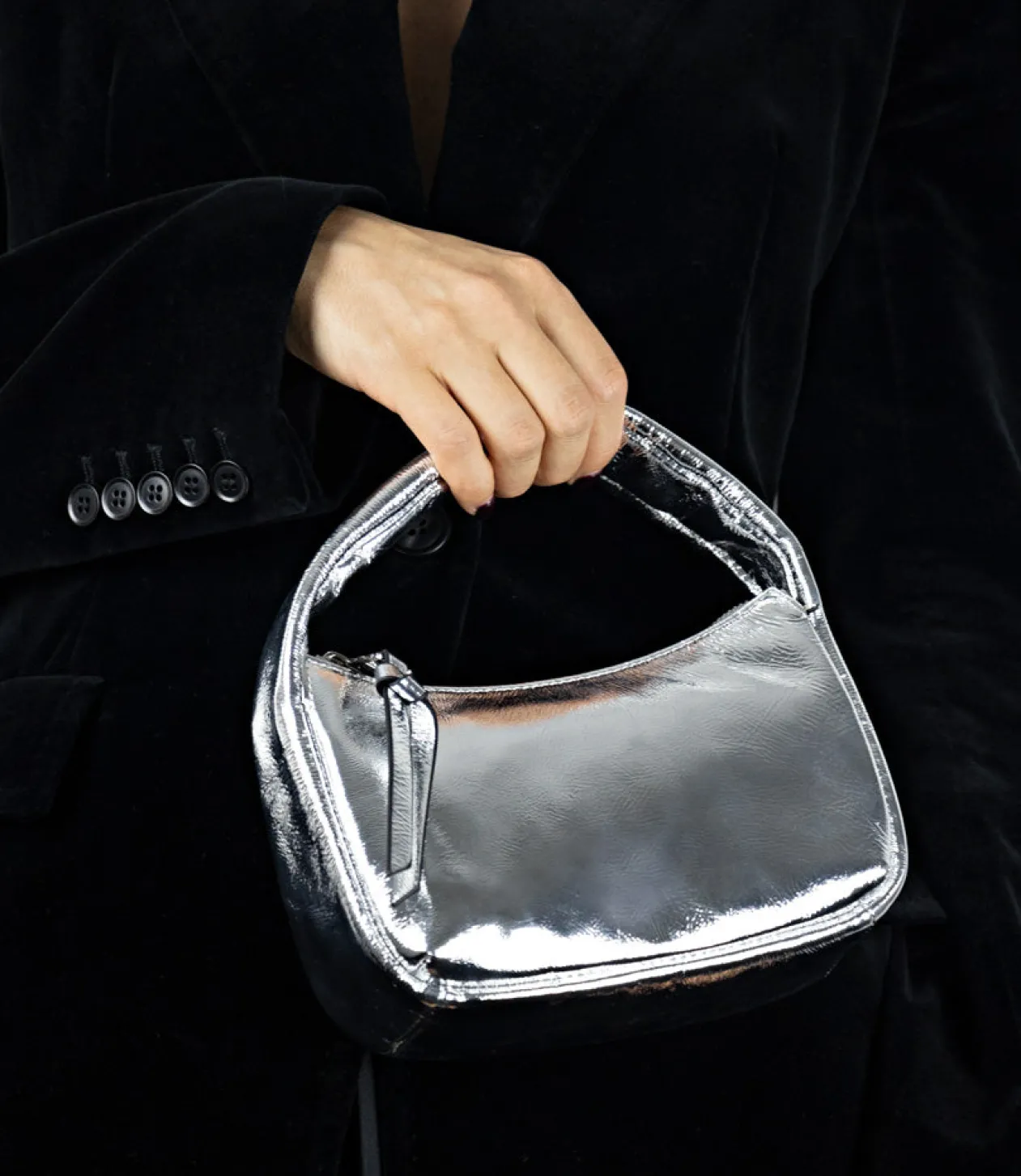 Nara Small Soft Bag In Silver Crush