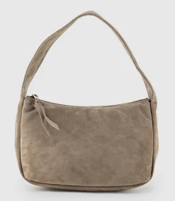 Narina Large Soft Bag In Latte Suede