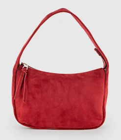 Narina Large Soft Bag In Ruby Suede