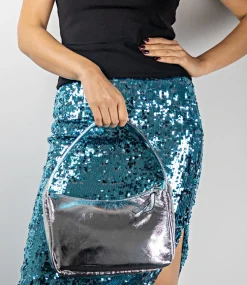 Narina Large Soft Bag In Silver Crush