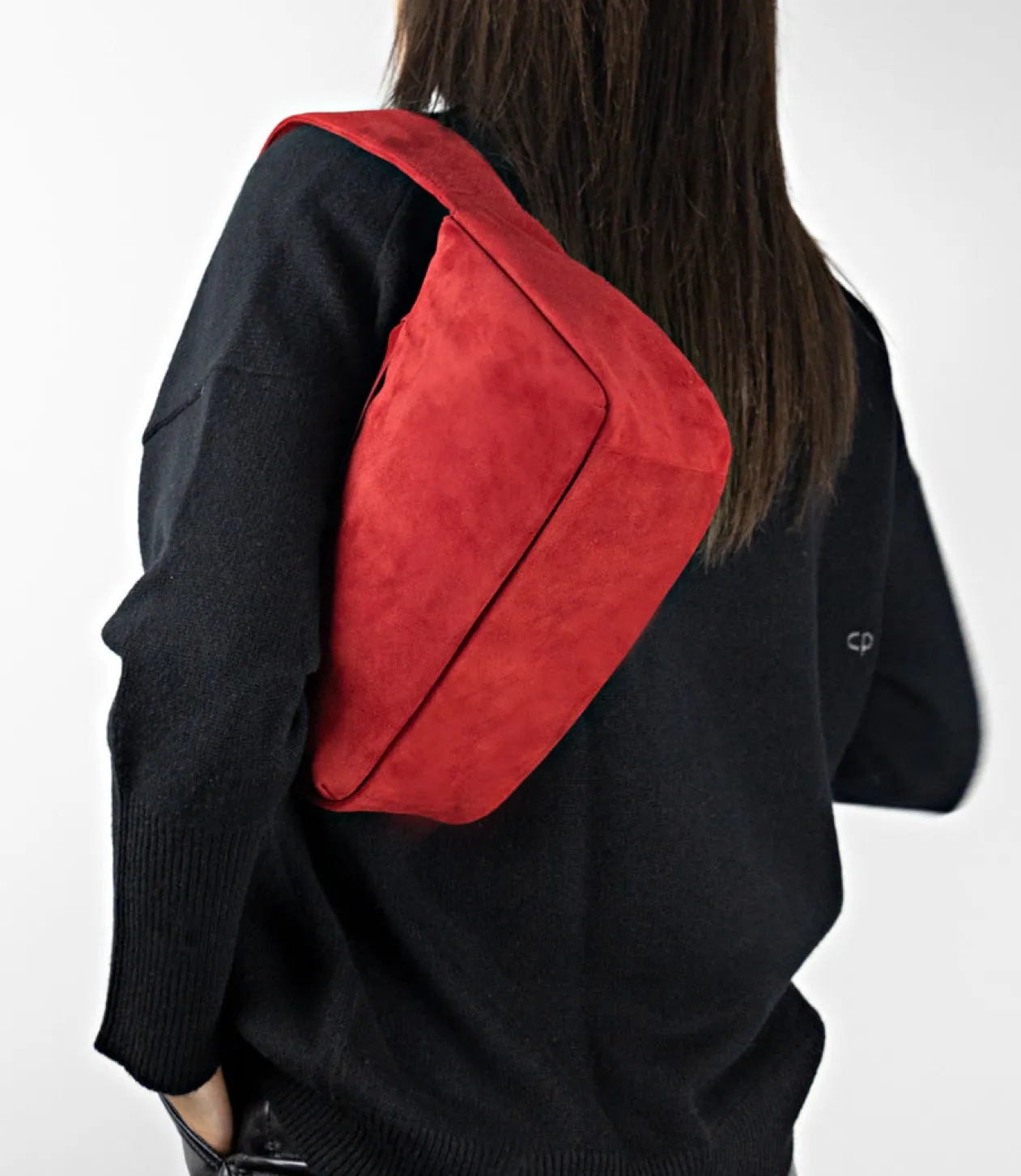 Narina Large Soft Bag In Ruby Suede