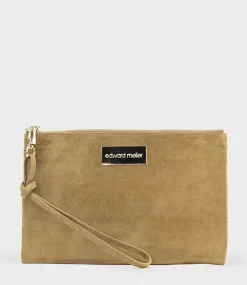 Nereli Oversized Clutch In Camel Suede