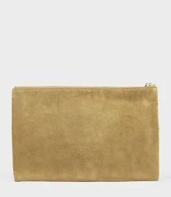 Nereli Oversized Clutch In Camel Suede