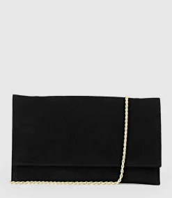 Neve Envelope Clutch In Black Suede
