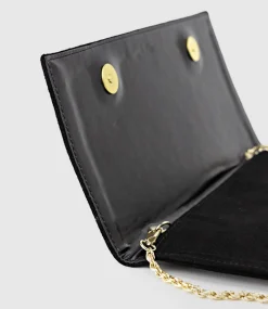 Neve Envelope Clutch In Black Suede