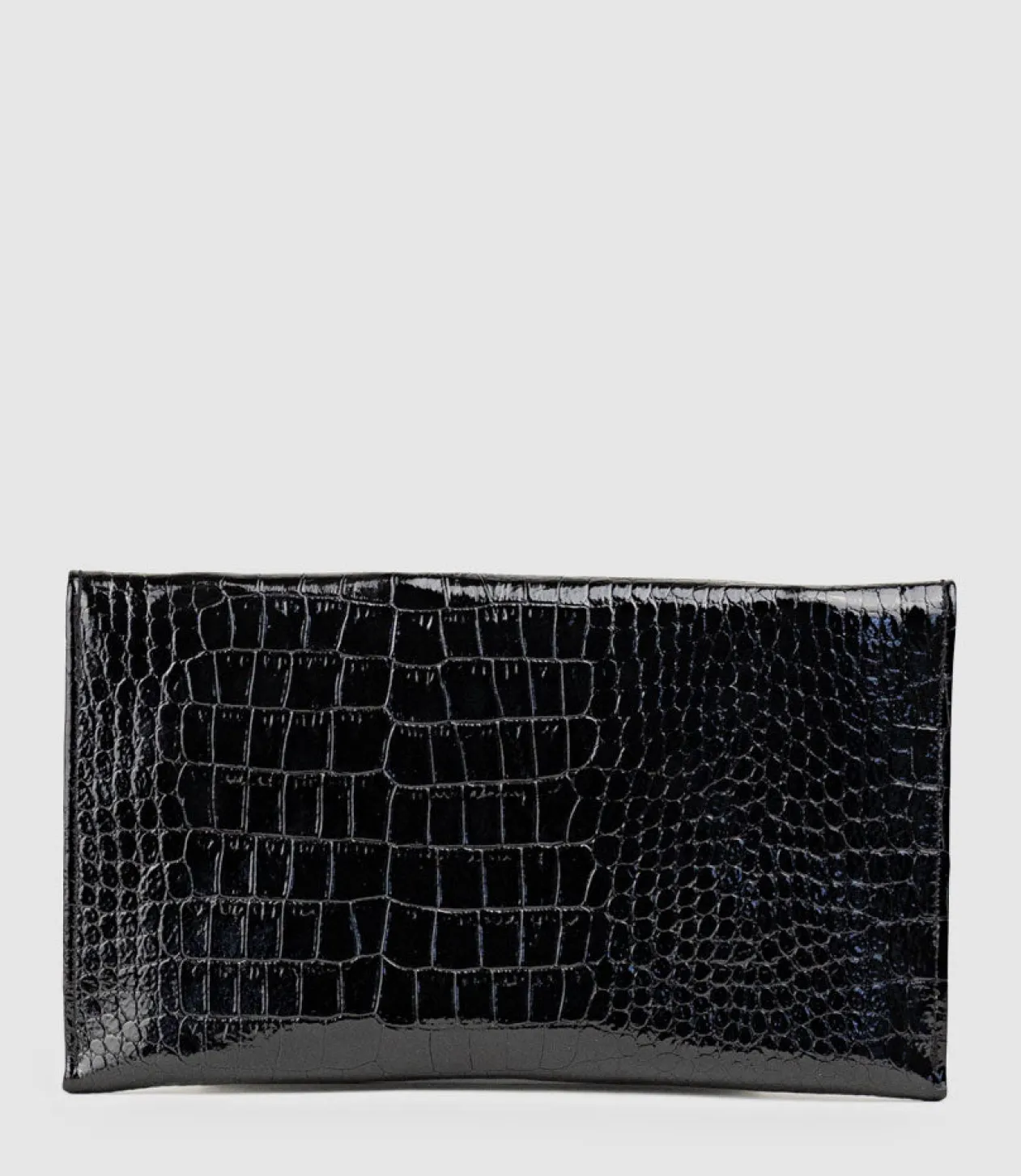 Neve Envelope Clutch In Black Croc