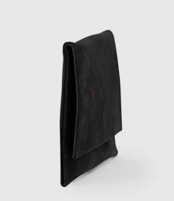 Neve Envelope Clutch In Black Suede