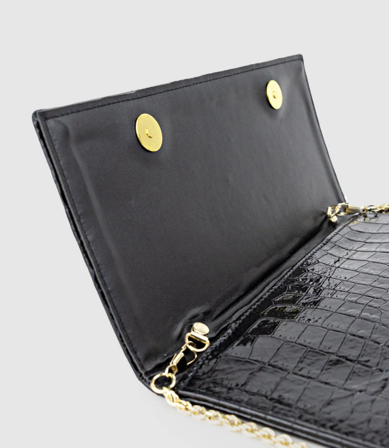 Neve Envelope Clutch In Black Croc