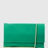 Neve Envelope Clutch In Green Satin