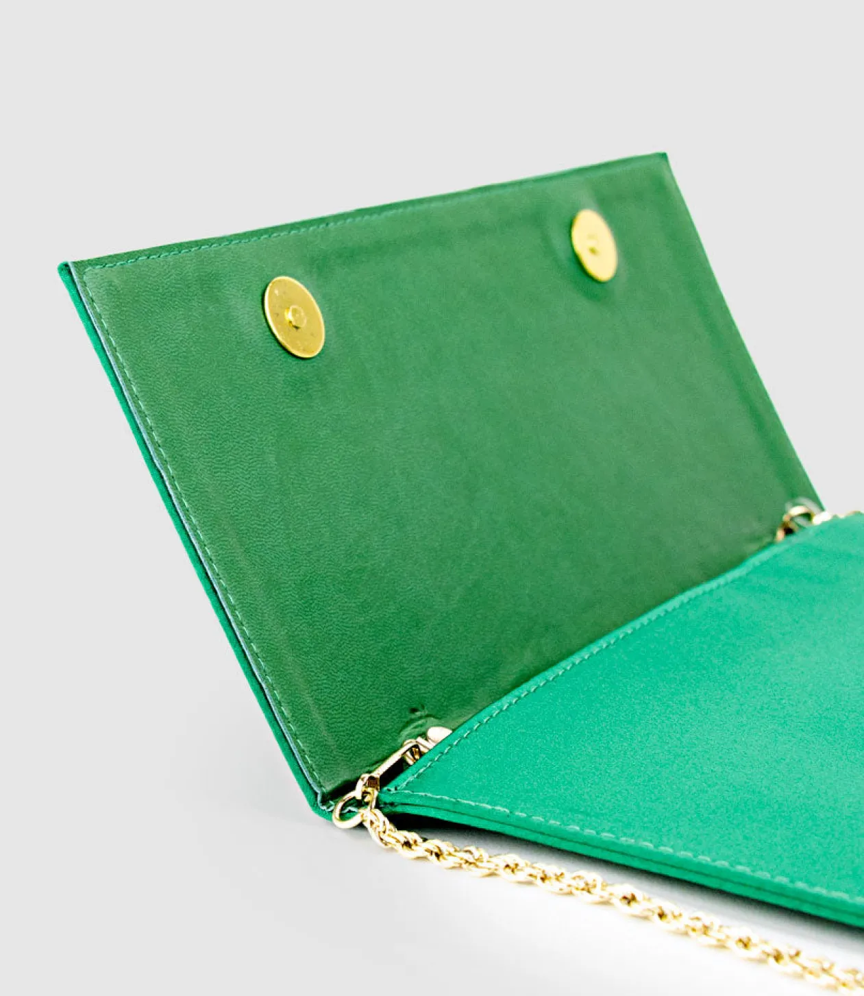 Neve Envelope Clutch In Green Satin