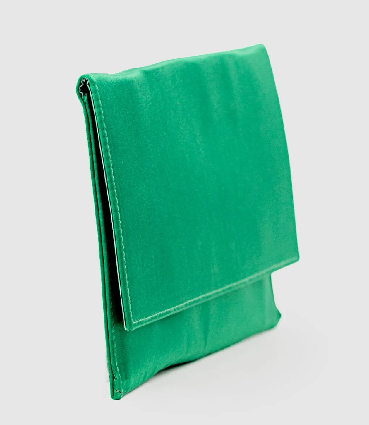Neve Envelope Clutch In Green Satin