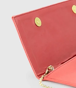 Neve Envelope Clutch In Red Satin