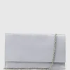 Neve Envelope Clutch In Silver Satin