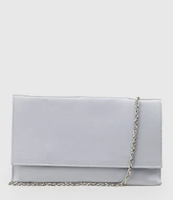 Neve Envelope Clutch In Silver Satin