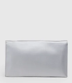 Neve Envelope Clutch In Silver Satin