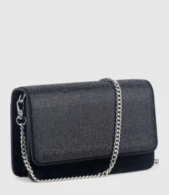 Nya Structured Crossbody Bag In Black Crystal