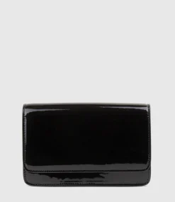 Nya Structured Crossbody Bag In Black Patent