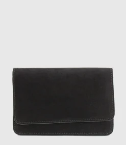 Nya Structured Crossbody Bag In Black Suede