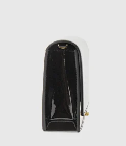 Nya Structured Crossbody Bag In Black Patent