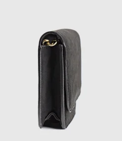 Nya Structured Crossbody Bag In Black Suede