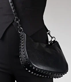 Nylastud Studded Crossbody Bag In Black