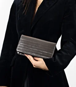 Nyx Evening Bag In Pewter Eel