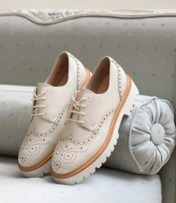 Paige Lace Up On Chunky Sole In Cream