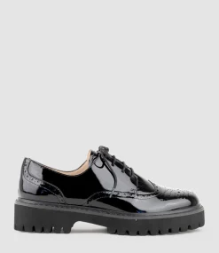 Paige Lace Up On Chunky Sole In Black Patent
