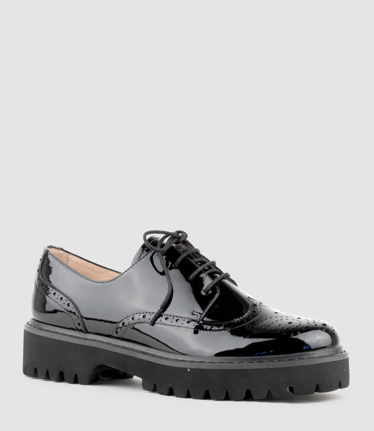 Paige Lace Up On Chunky Sole In Black Patent